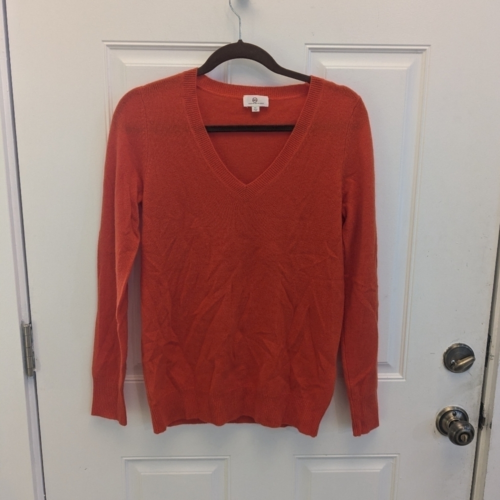 AG Adriano Goldschmied Orange V-Neck Sweater